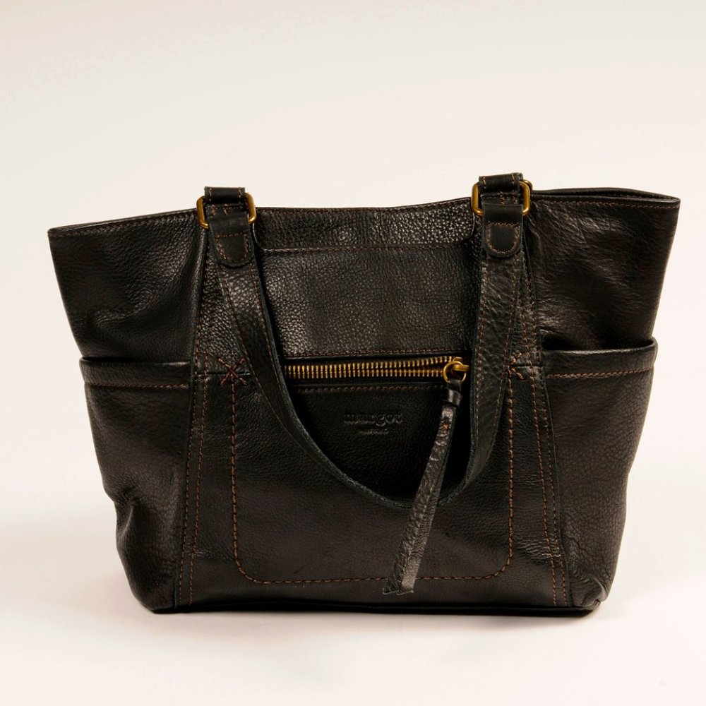 Margot, Black Leather, Tote Bag
